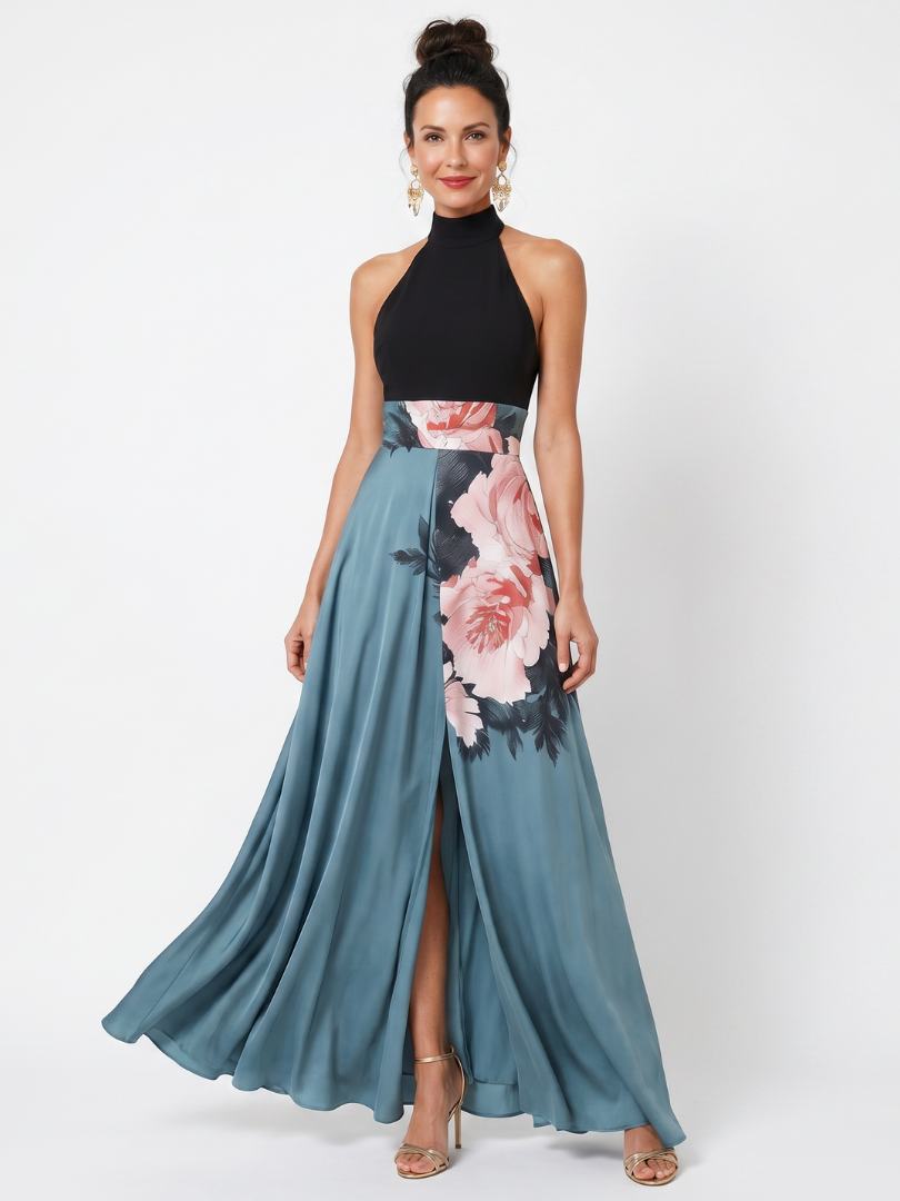 Olympas | Halter Floral Maxi Dress