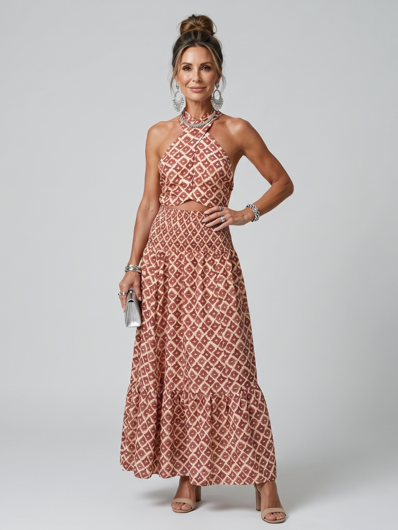 Amira | Cross-Front Print Maxi Dress