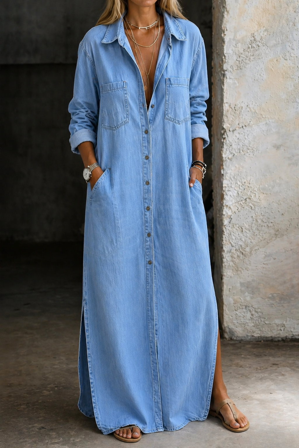 Delana | Button-Down Denim Dress