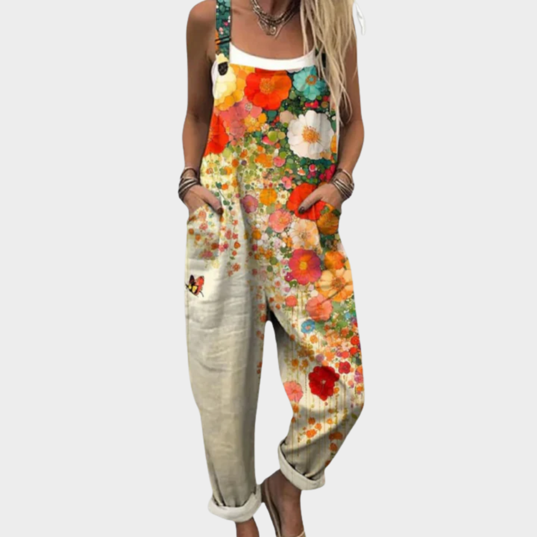 Poppy | Vibrant Floral Relaxed Overalls