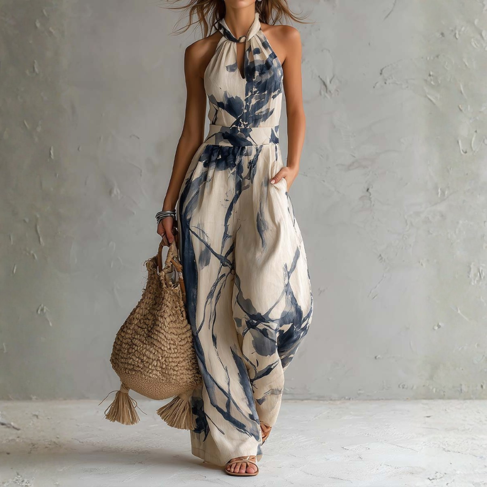 Giada | Artistic Halter-Neck Jumpsuit