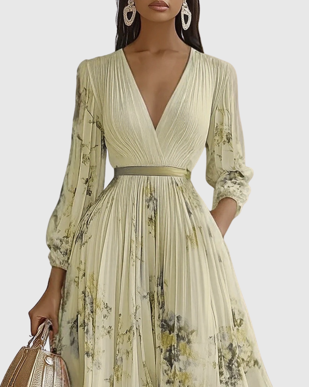 Rowella | Elegant V-Neck Midi Dress
