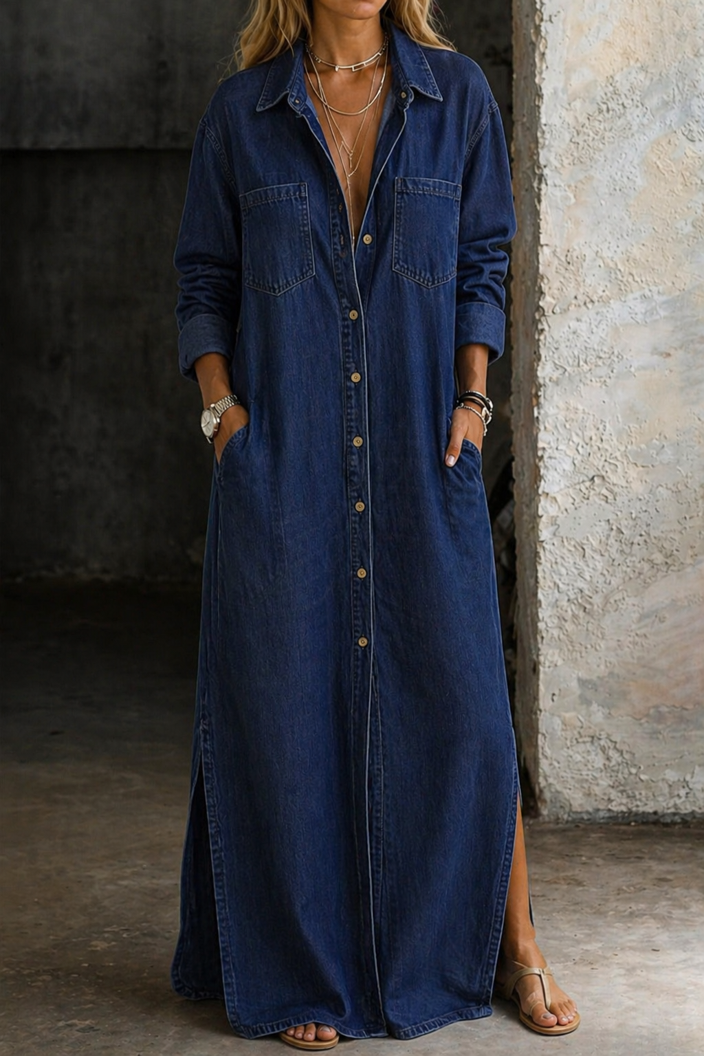 Delana | Button-Down Denim Dress