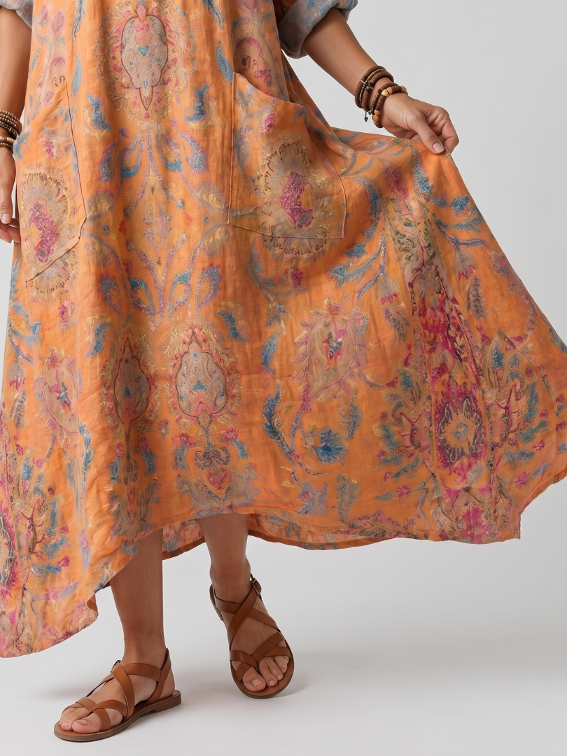 Remi | Notch Neck Printed Midi Dress