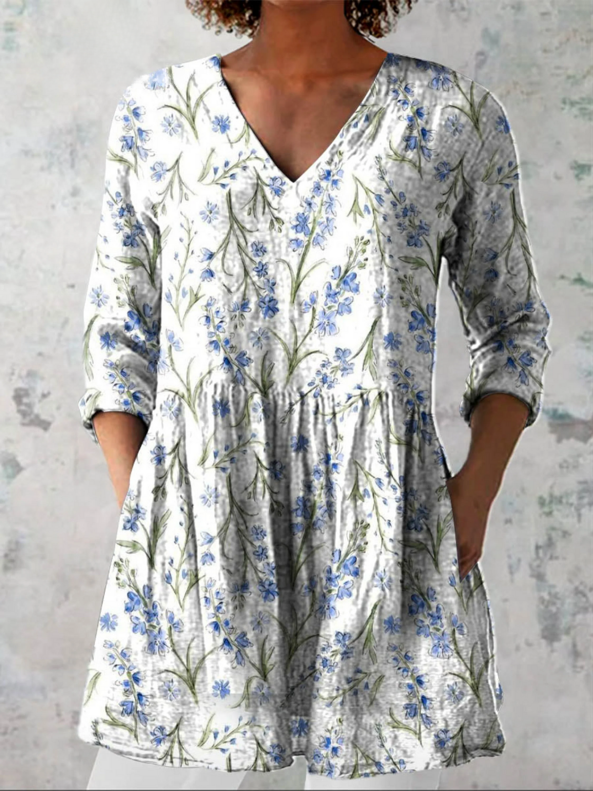 Jeanne | Blue Botanical Print Tunic