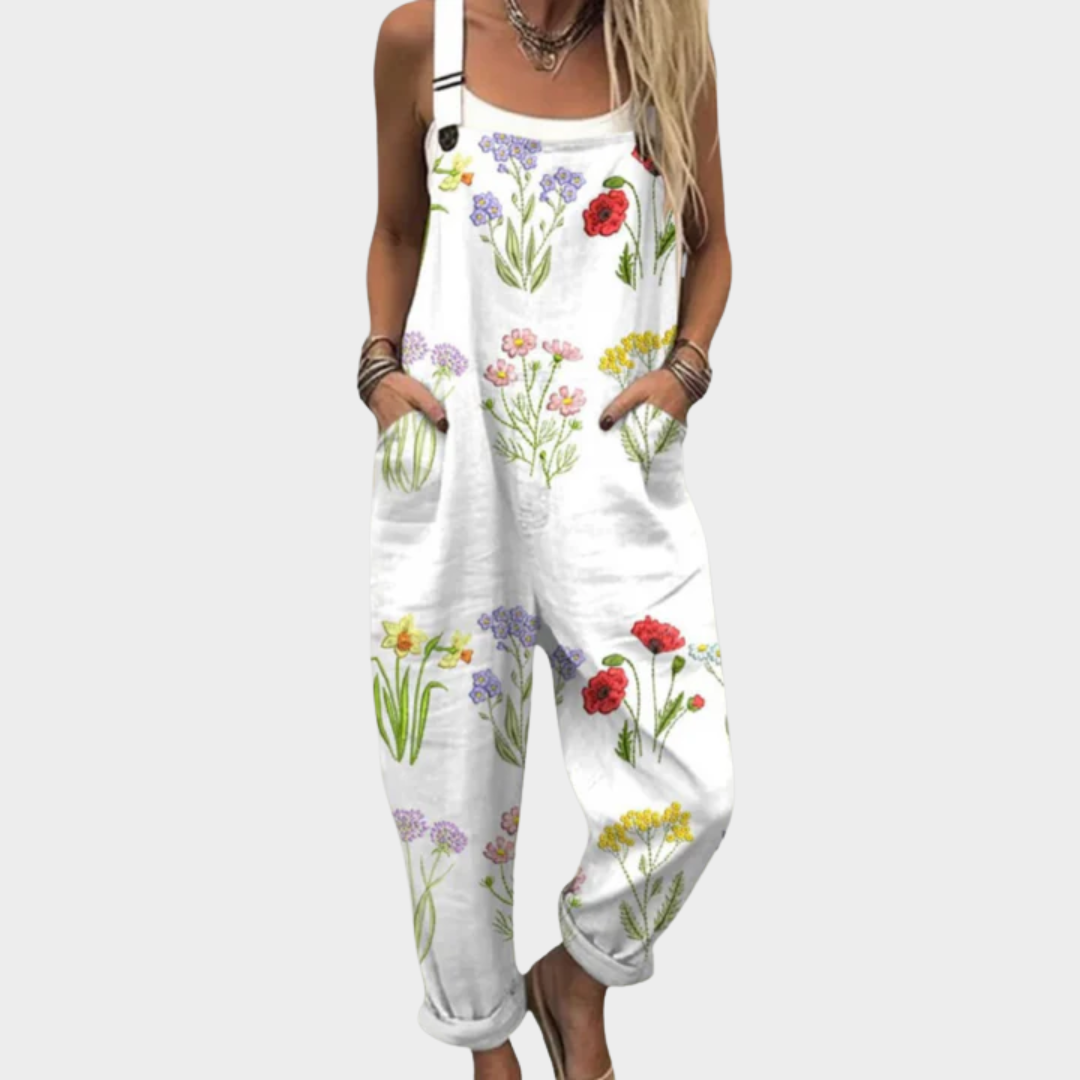 Liora | Whimsical Floral Print Overalls