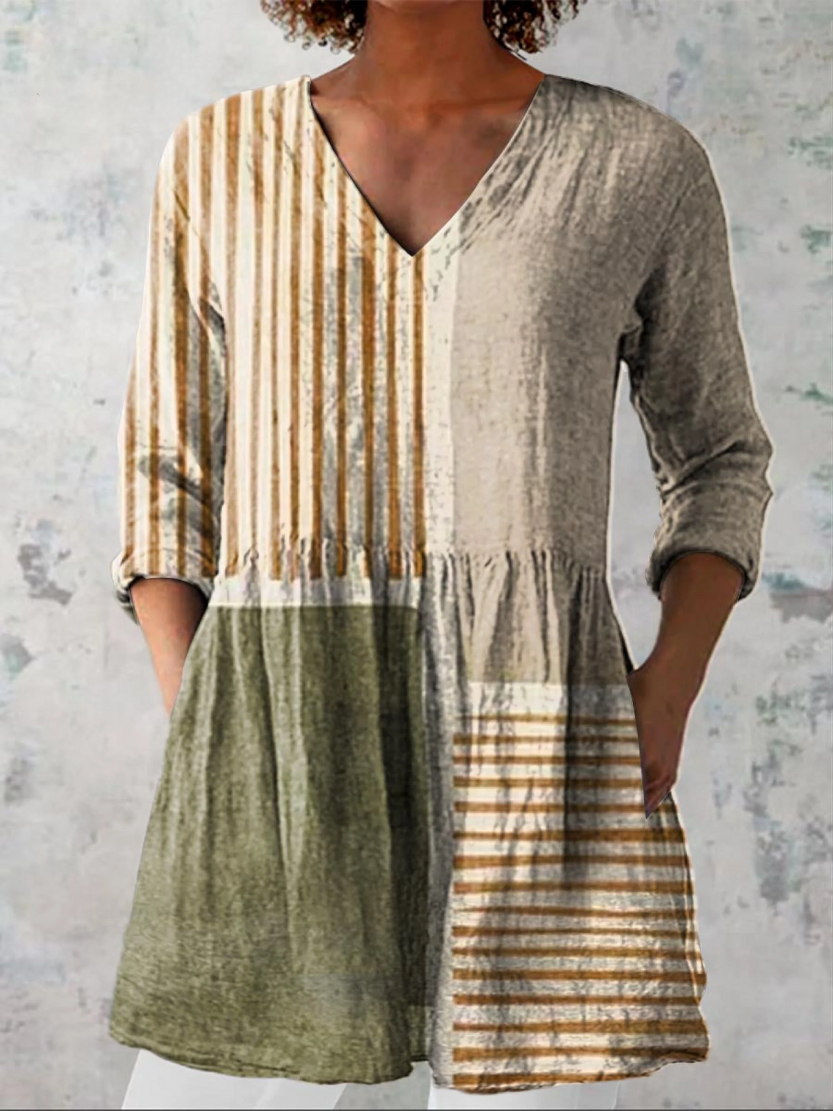Camille | Neutral Patchwork Tunic