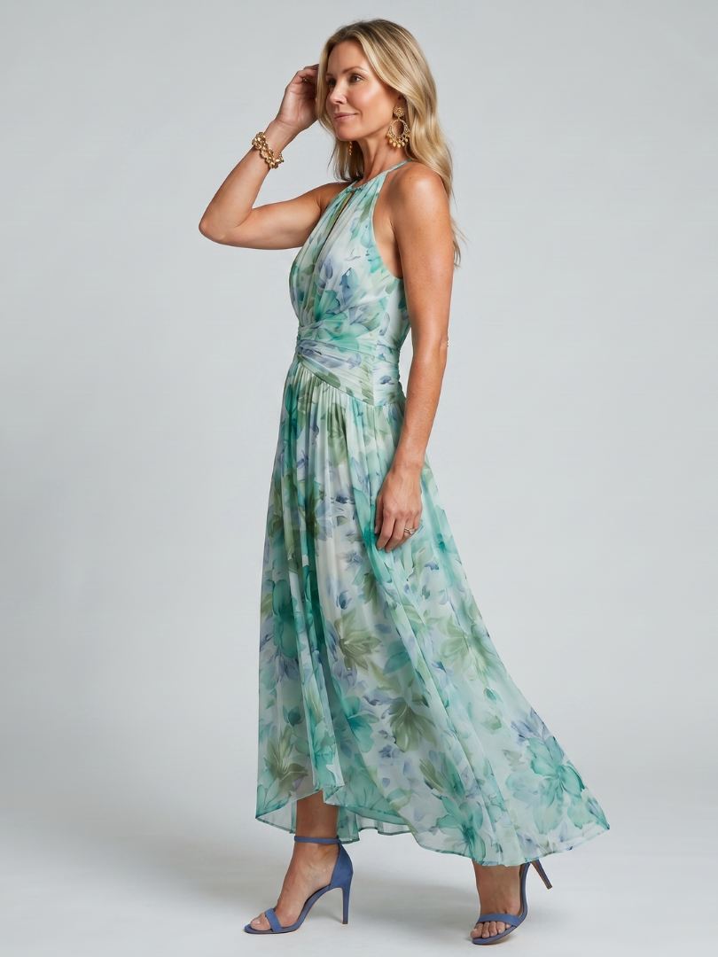 Portia | Pleated Floral Maxi Dress