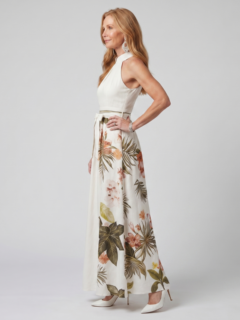Meadow | Draped Botanical Maxi Dress