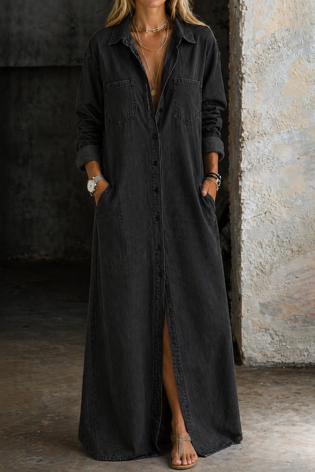 Delana | Button-Down Denim Dress
