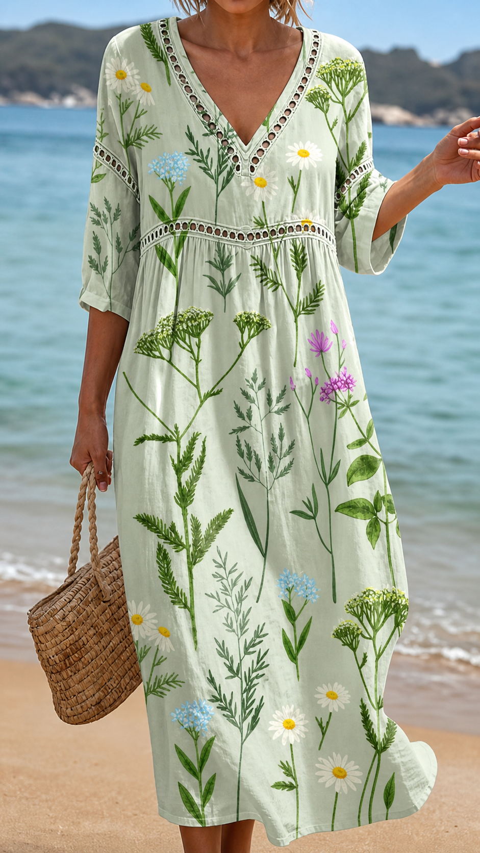 Serena | Botanical Print Midi Dress