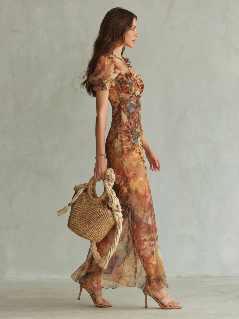 Ciel | Ruffled Floral Maxi Dress