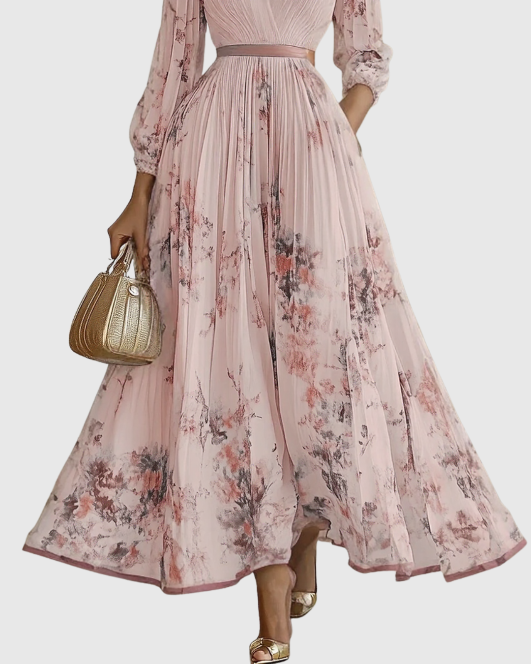 Rowella | Elegant V-Neck Midi Dress