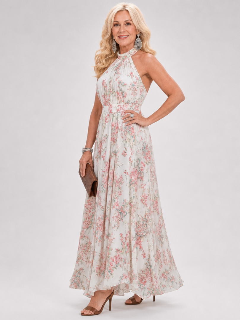 Guinevere | Floral Halter Maxi Dress