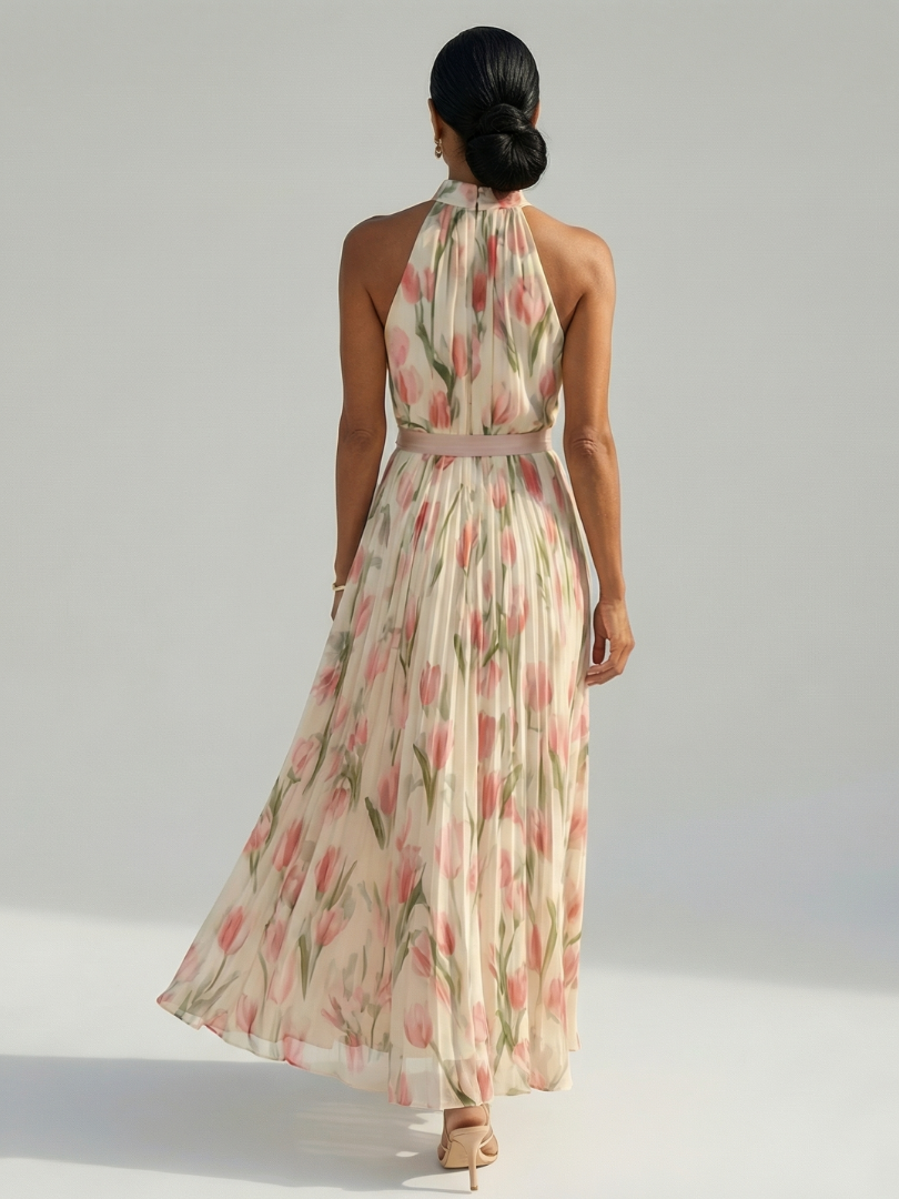 Aurelle | Halter Floral Maxi Dress