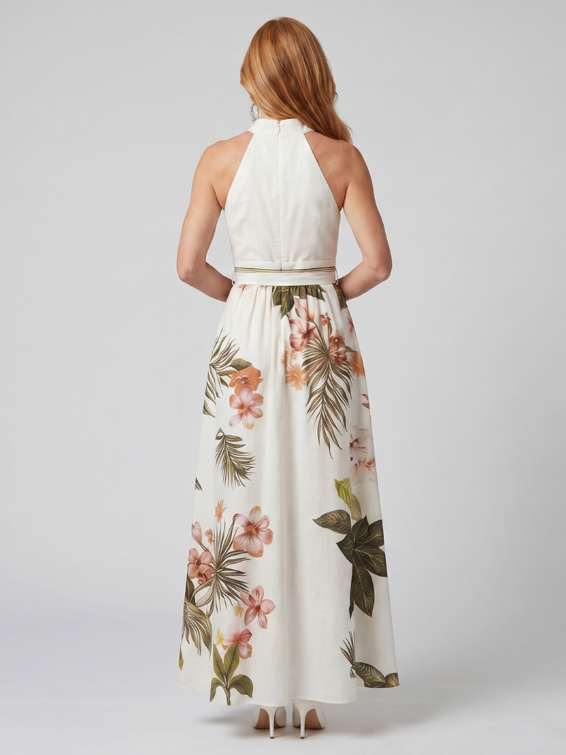 Meadow | Draped Botanical Maxi Dress