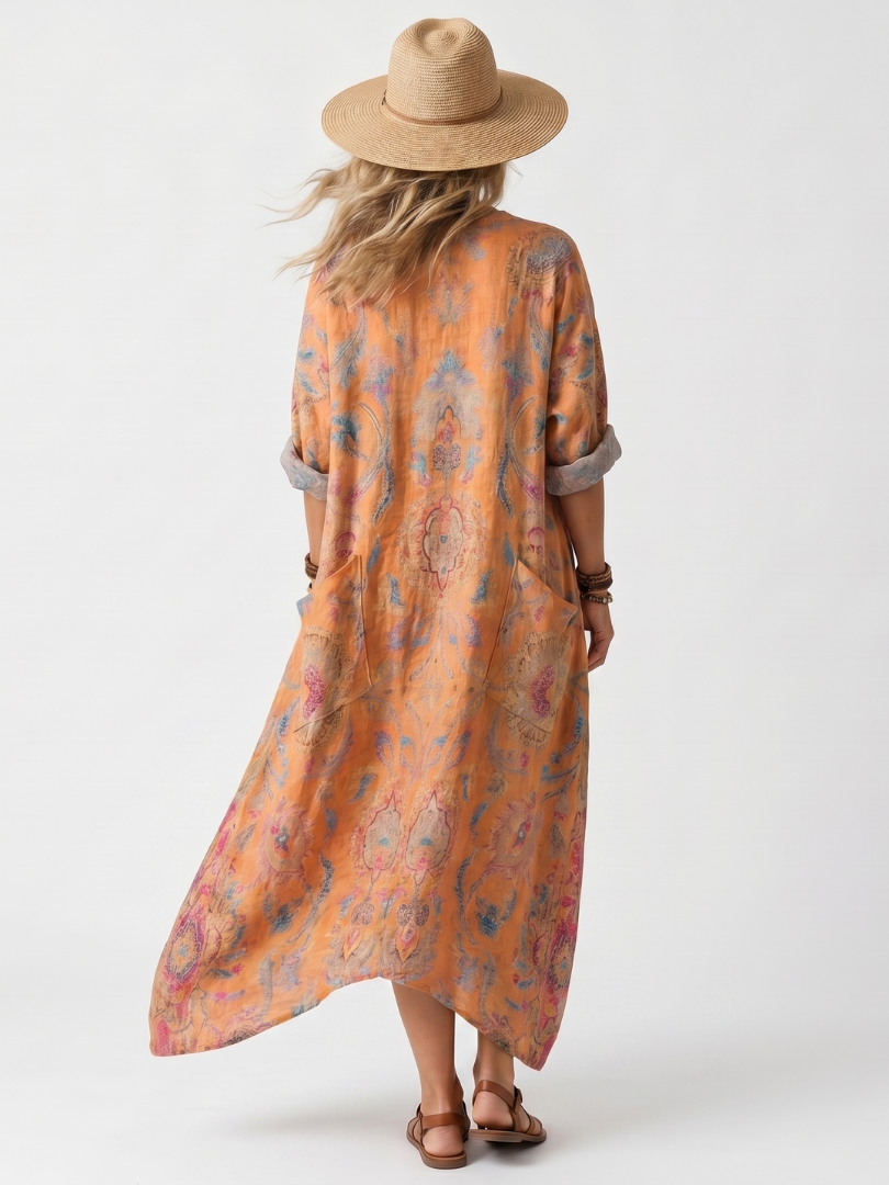Remi | Notch Neck Printed Midi Dress