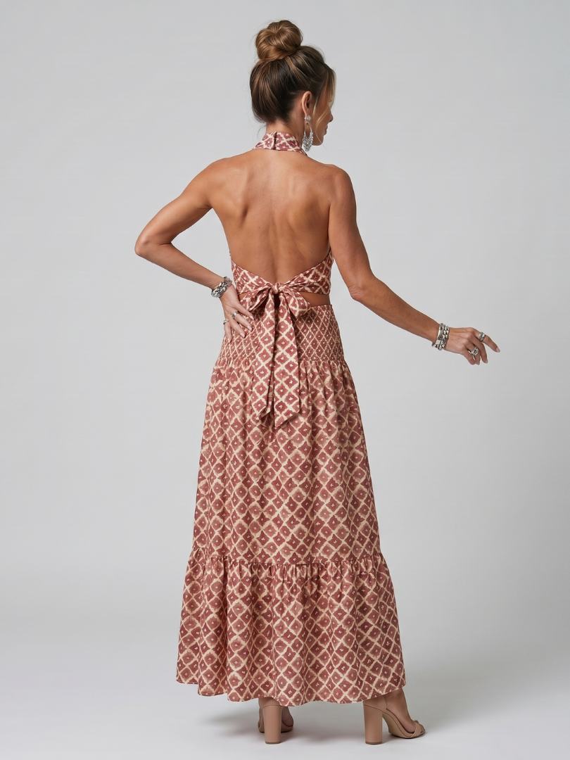 Amira | Cross-Front Print Maxi Dress