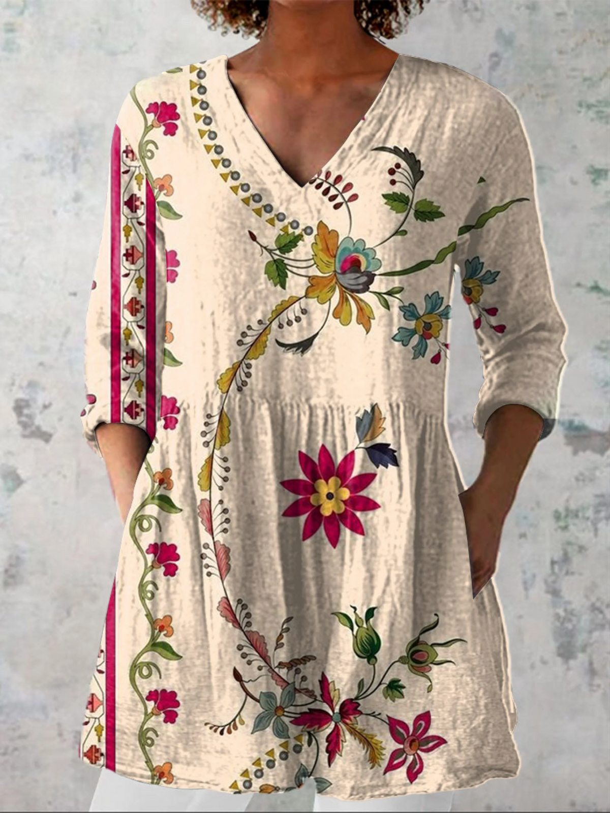 Clara | Embroidered Floral Print Tunic