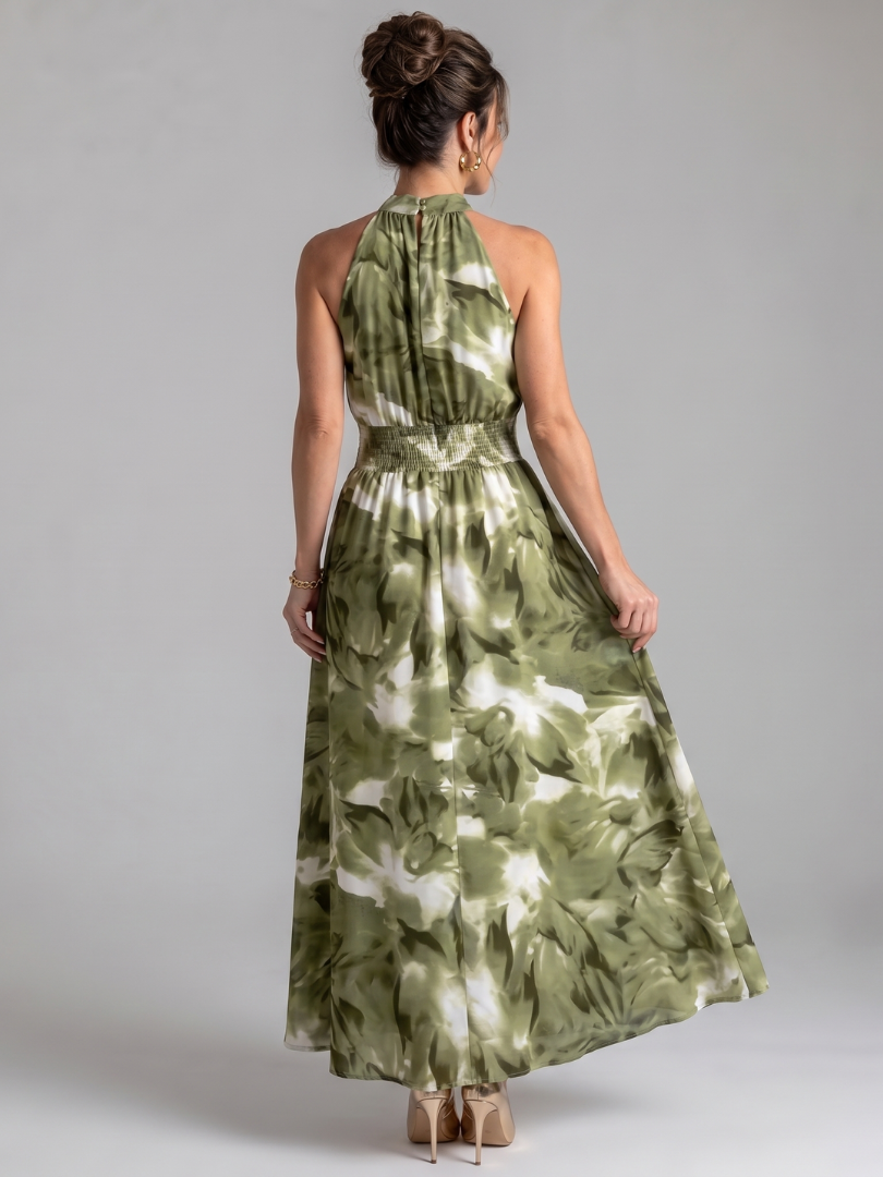 Olivia | Gathered Botanical Maxi Dress