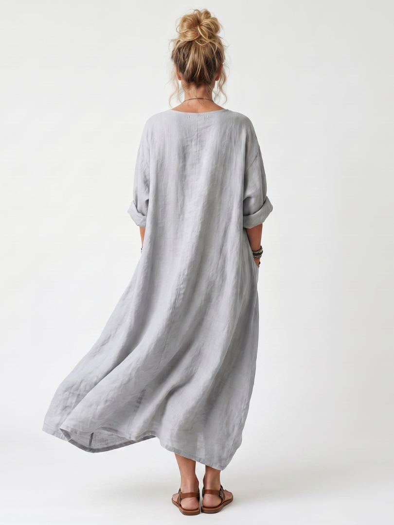 Raina | Contrast Panel Embroidered Midi Dress