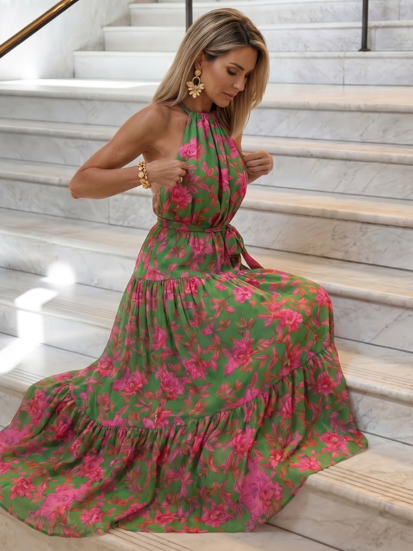 Rowen | Draped Floral Maxi Dress