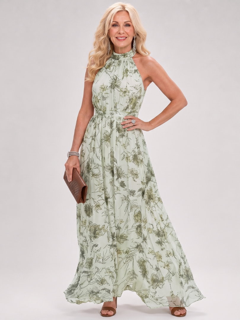 Guinevere | Floral Halter Maxi Dress