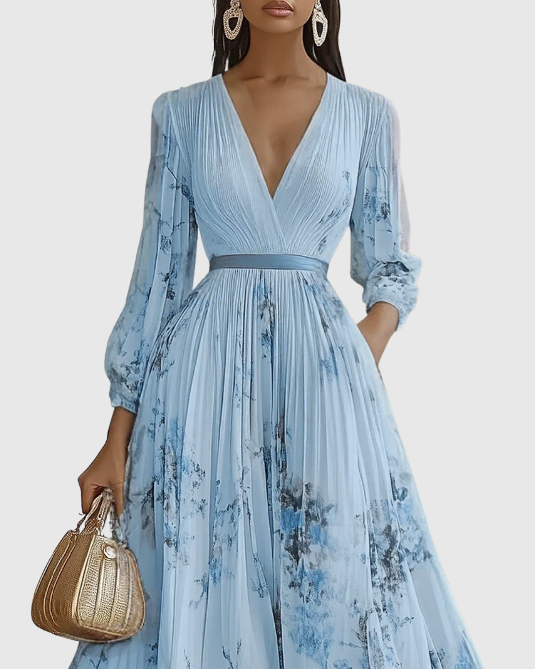 Rowella | Elegant V-Neck Midi Dress
