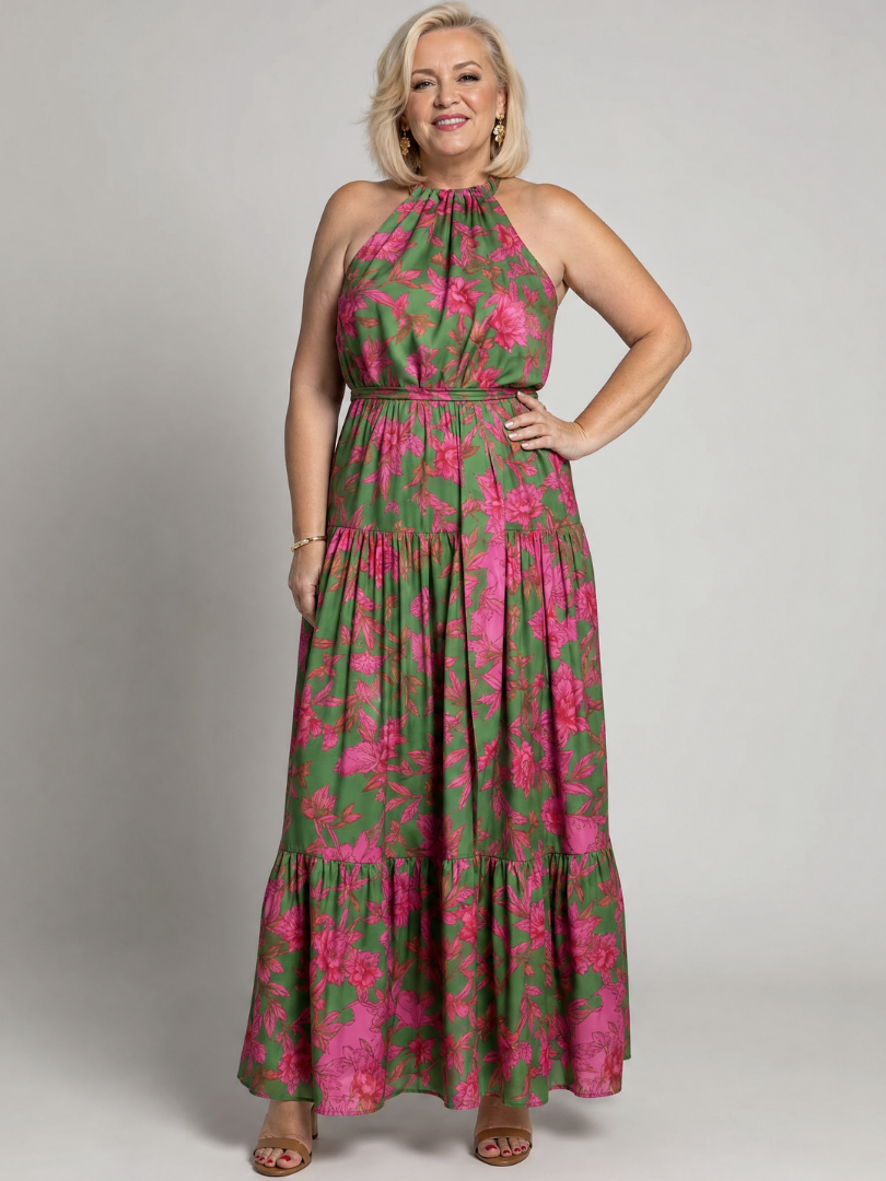 Rowen | Draped Floral Maxi Dress