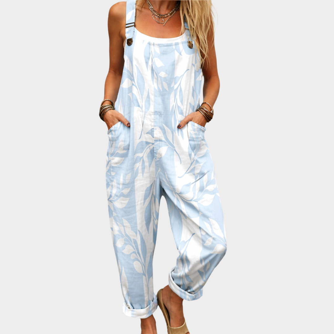 Celestine | Soft Blue Botanical Overalls