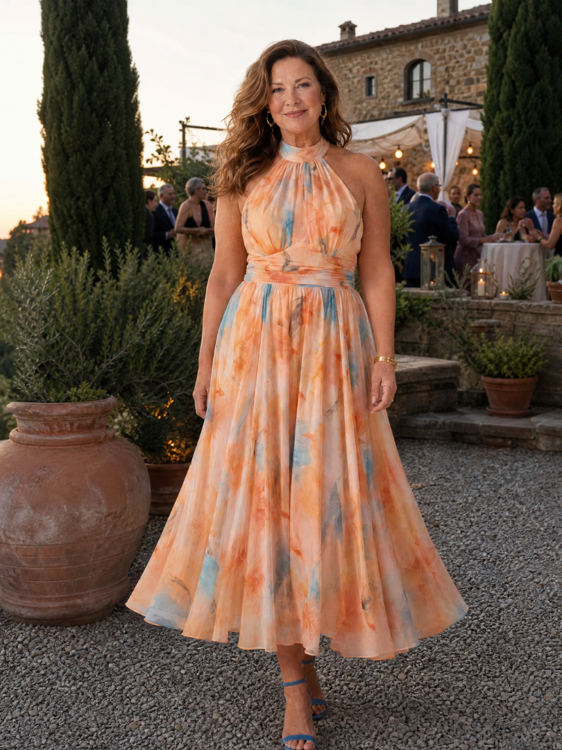 Elin | Soft Halter Floral Maxi Dress
