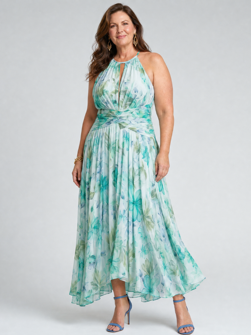 Portia | Pleated Floral Maxi Dress