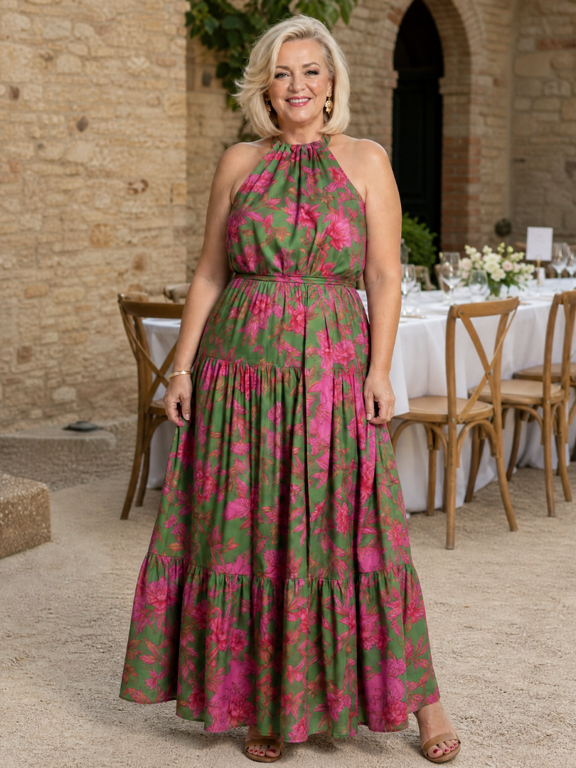 Rowen | Draped Floral Maxi Dress