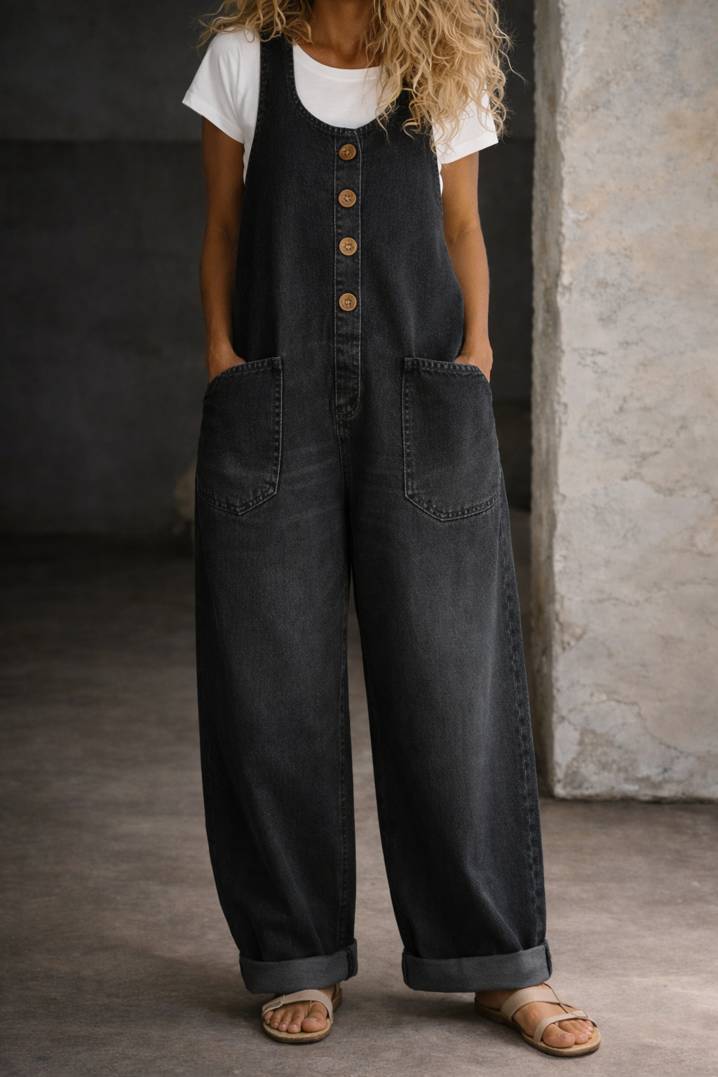 Bethany | Vintage Button-Up Denim Overall