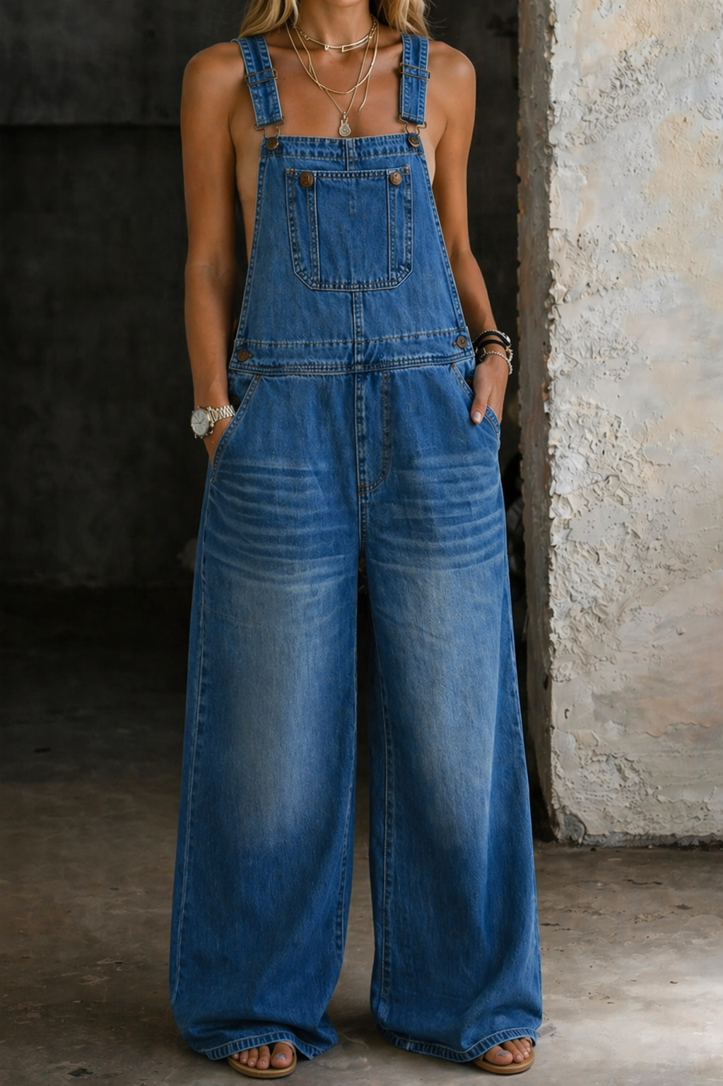 Harper | Elastic-Waist Denim Jumpsuit