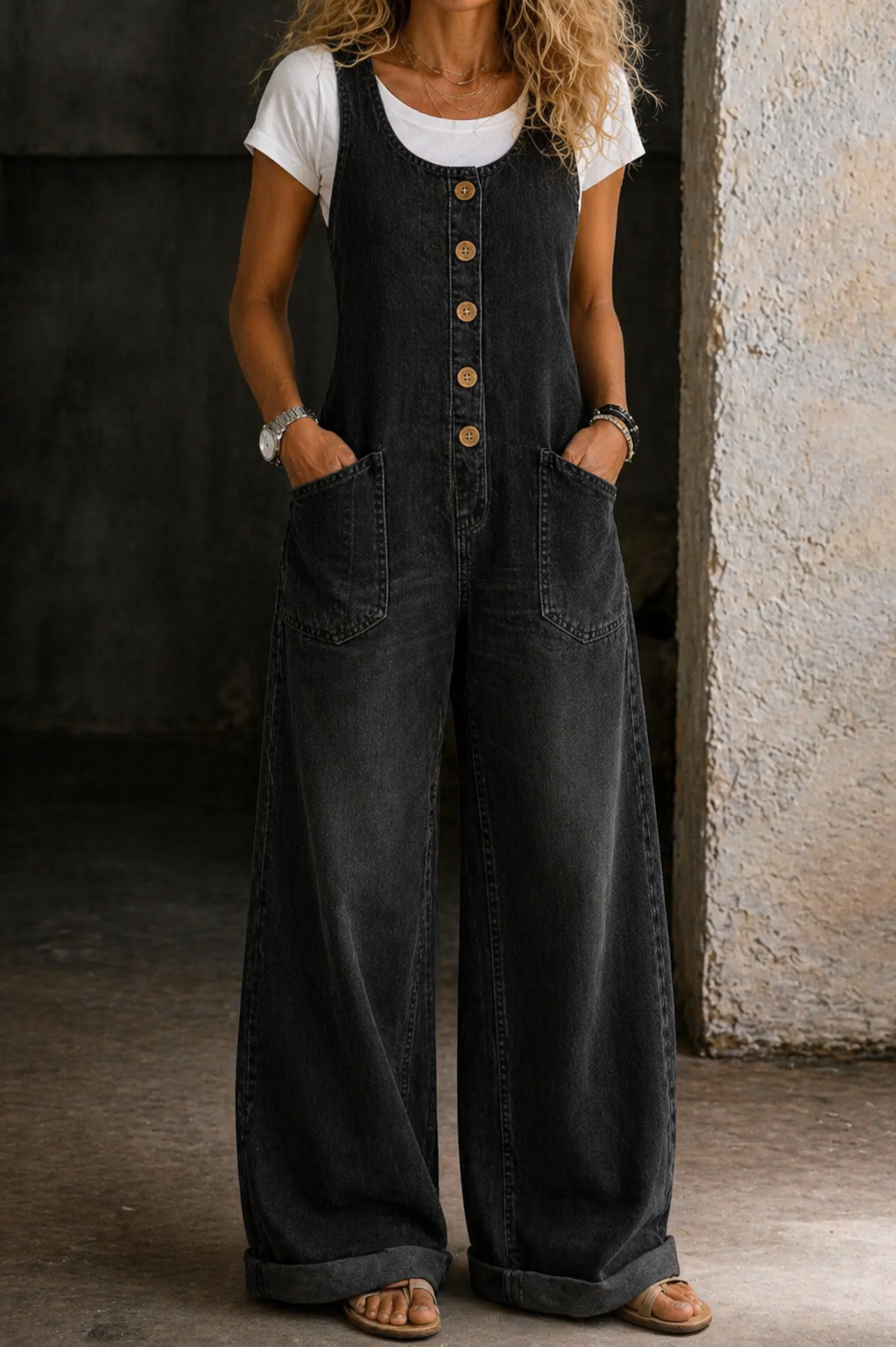 Bethany | Vintage Button-Up Denim Overall