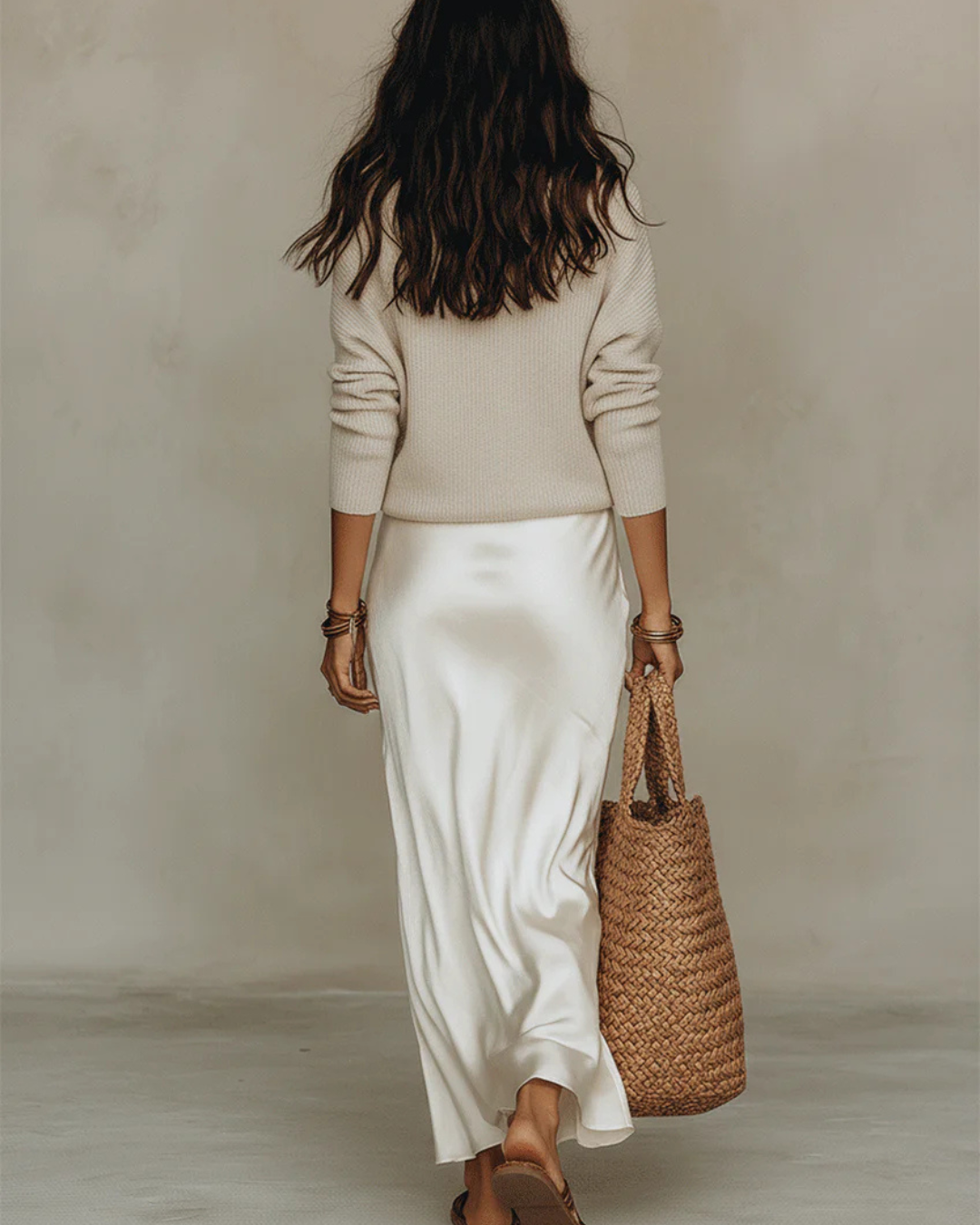 Elena | Satin Midi Dress & Sweater Set