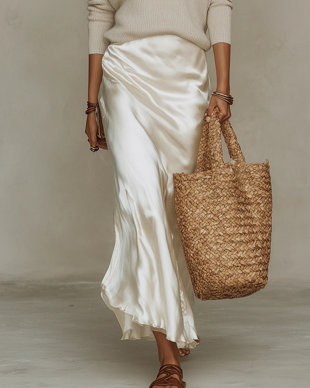 Elena | Satin Midi Dress & Sweater Set
