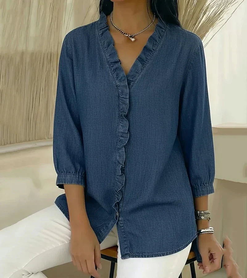 Abigail | Elegant Lace Trim Blouse