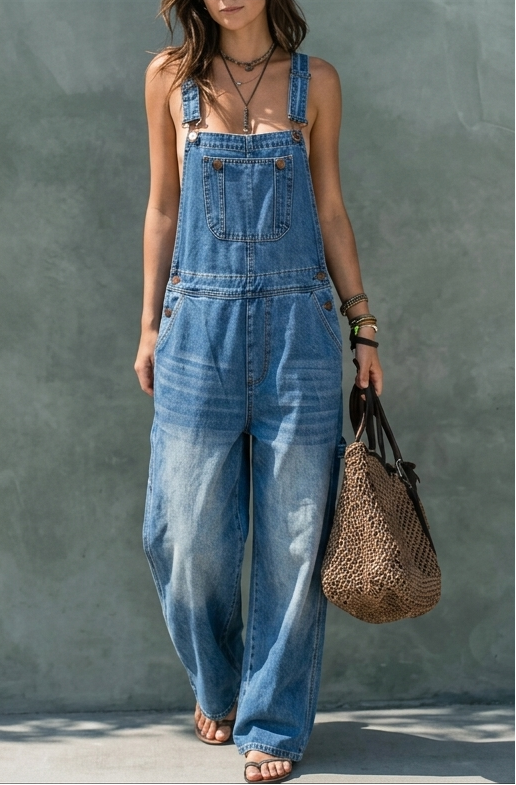 Harper | Elastic-Waist Denim Jumpsuit