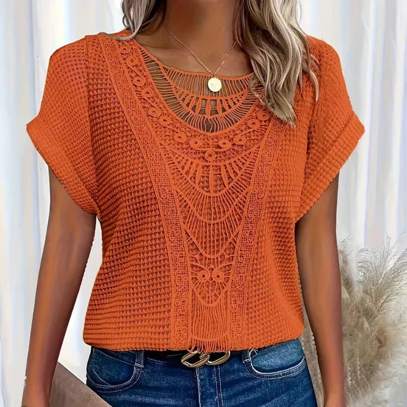 Shirley | Lace Detail Crochet Blouse