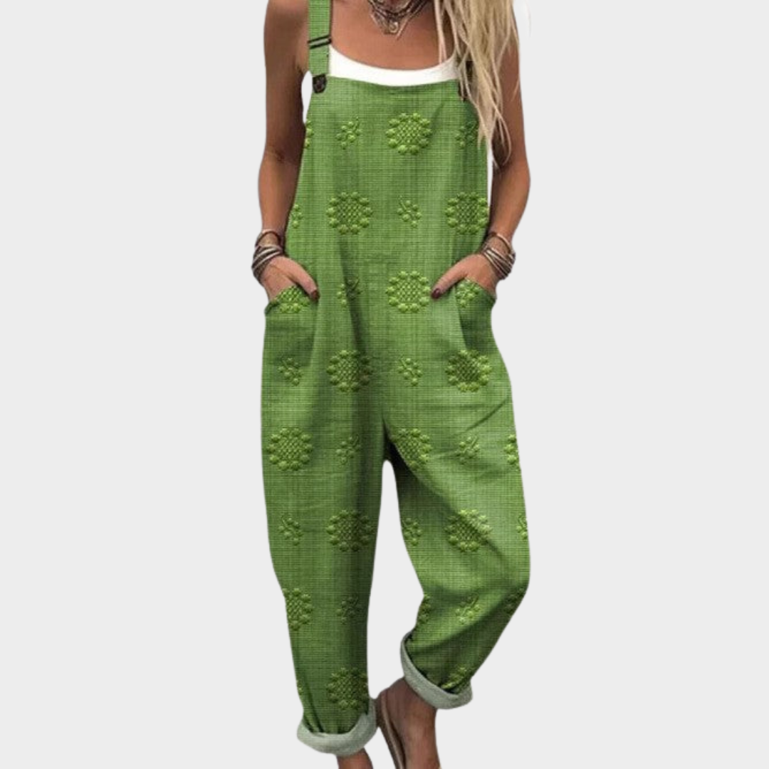 Elodie | Relaxed Green Bohemian Overalls