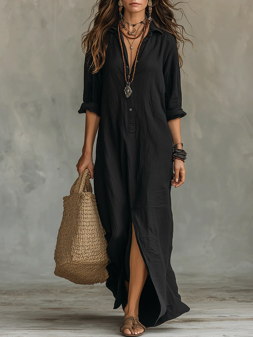 Alessia | Effortless Button-Front Maxi Dress