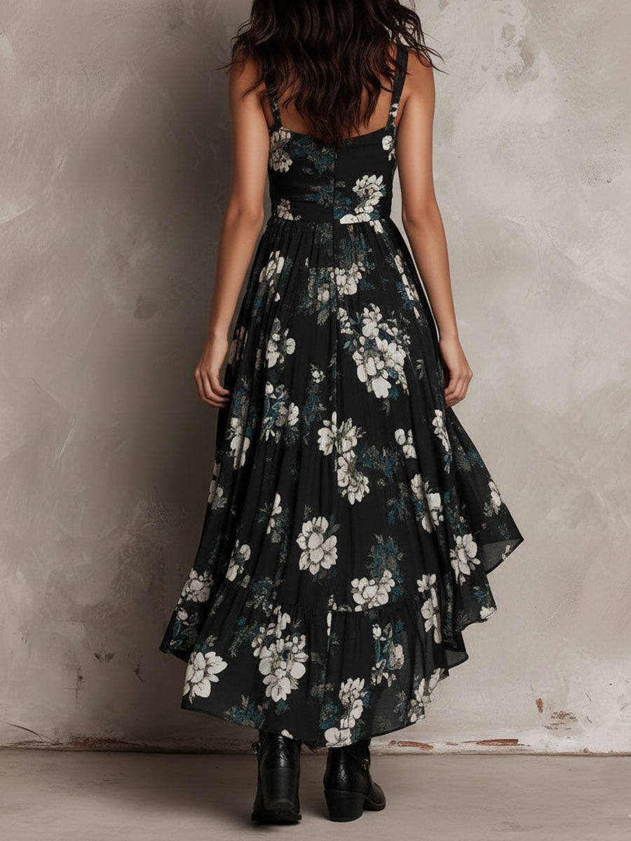 Elara | Bohemian Floral Ruffle Maxi Dress