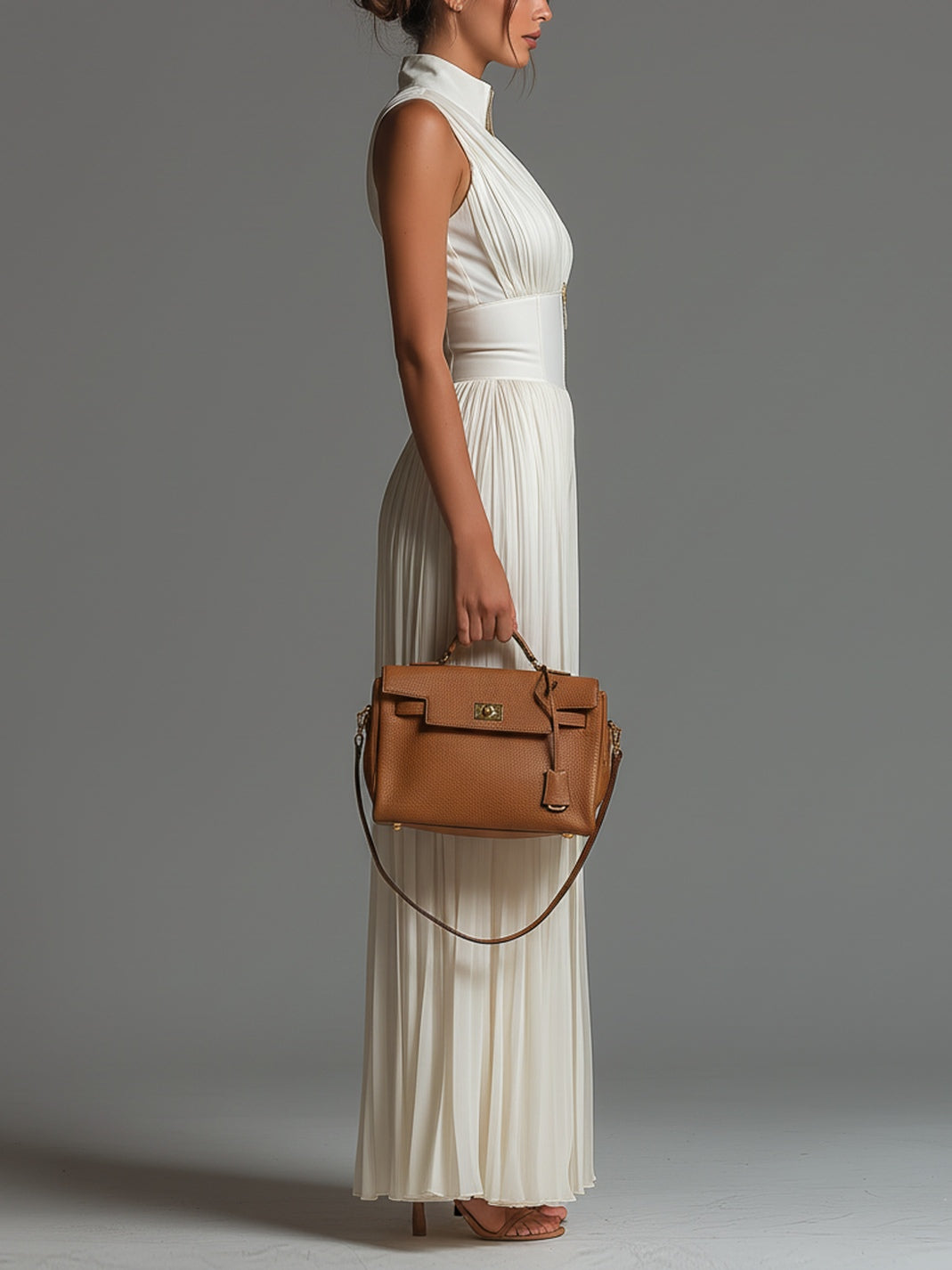 Alessia | White Pleated Chiffon Jumpsuit