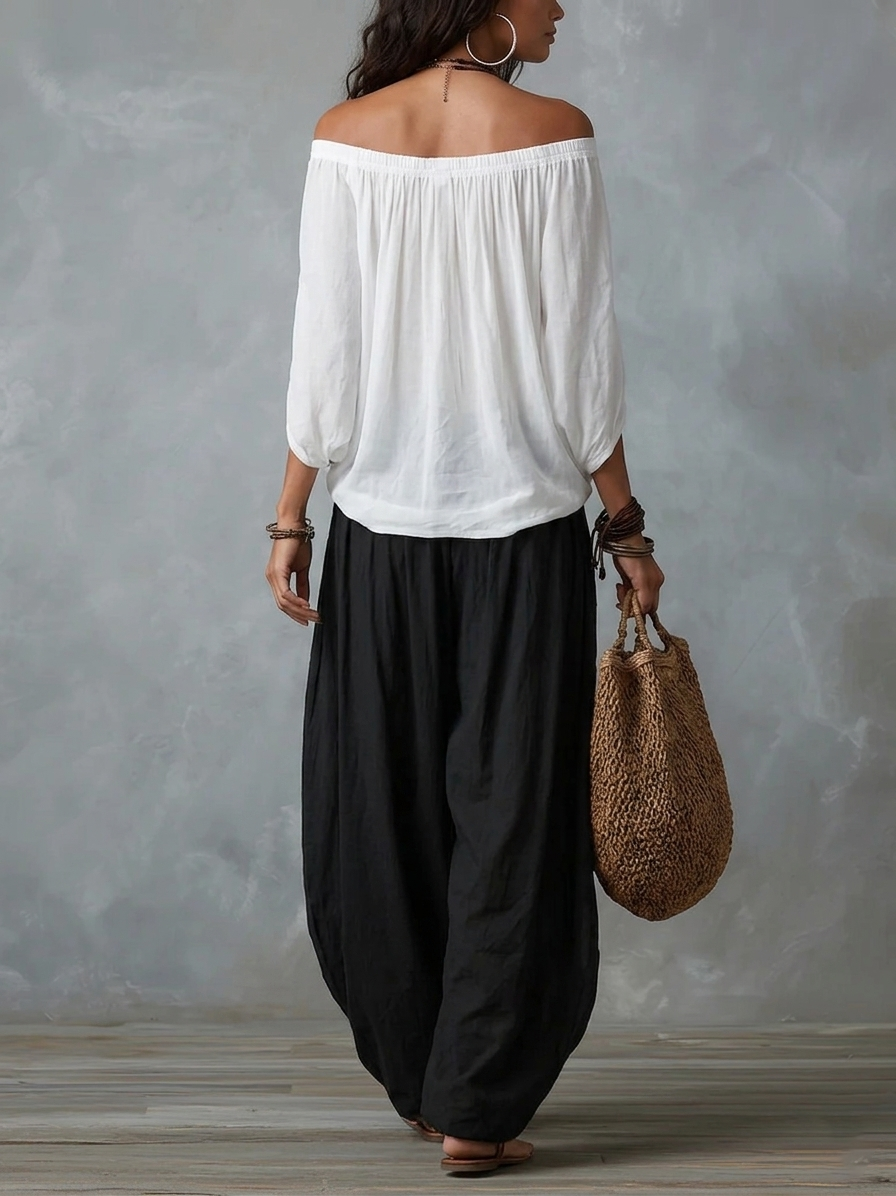 Amelia | Off-Shoulder Balloon-Pant Set