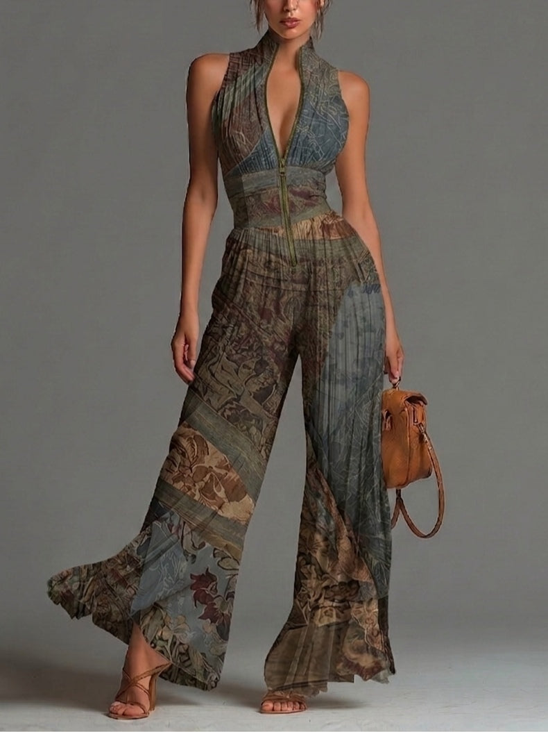 Amara | Bohemian Print Wide-Leg Jumpsuit