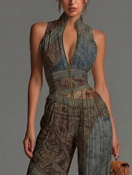 Amara | Bohemian Print Wide-Leg Jumpsuit