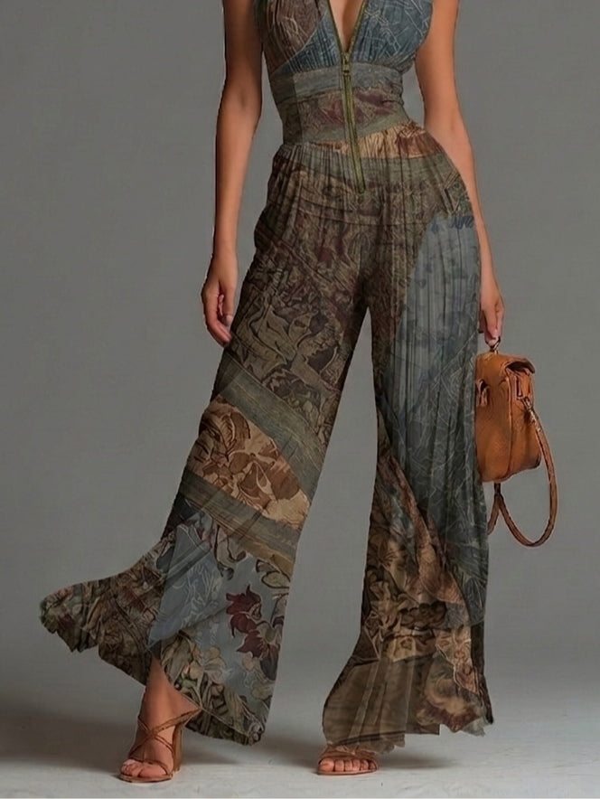 Amara | Bohemian Print Wide-Leg Jumpsuit
