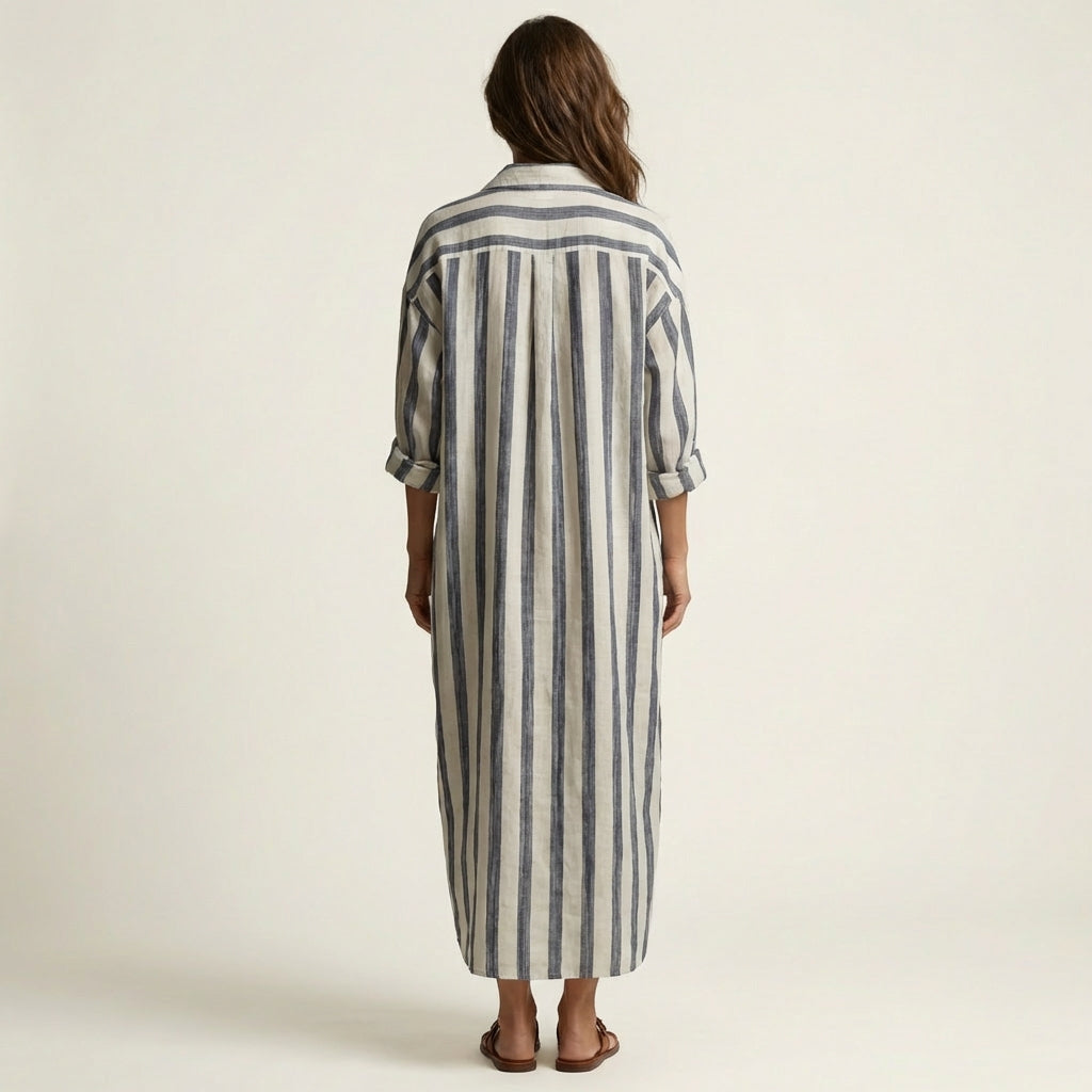 Carra | Collared Striped Maxi Dress